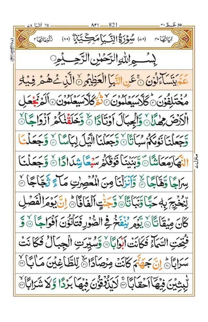 सूरह अन-नबा | Surah An-Naba Read Online 1 surah naba read online